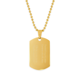 Goudkleurig naamplaatje incl. ketting