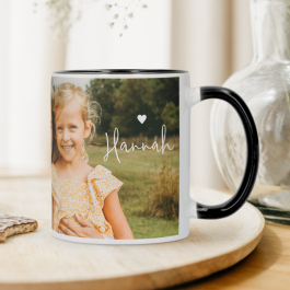 Mok met foto en tekst - Zwart - 325 ml 