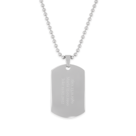 Zilverkleurig naamplaatje incl. ketting