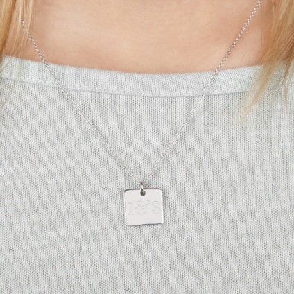 Zilveren ketting graveren - Vierkante hanger