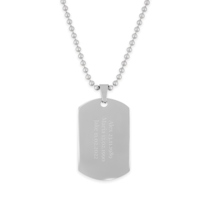 Zilverkleurig naamplaatje incl. ketting