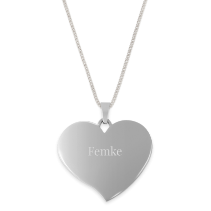 Zilverkleurige naamhanger - Hart