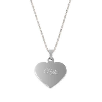 Zilverkleurige naamhanger - Hart