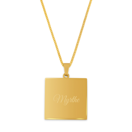 Goudkleurige naamhanger - Vierkant