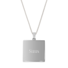 Zilverkleurige naamhanger - Vierkant